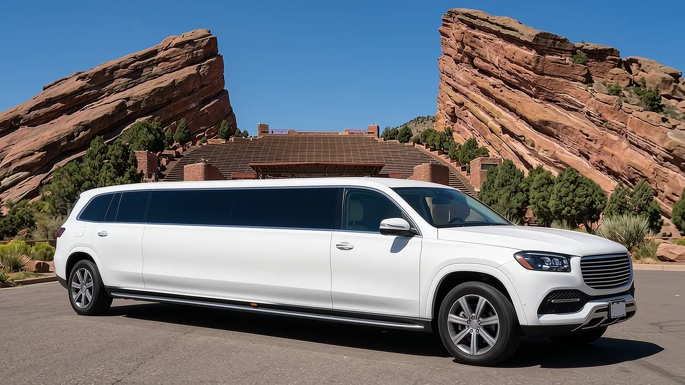 Laramie white Mercedes GLS 18 passenger stretch limo