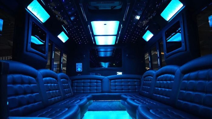 Wraparound seating and blue LED lights